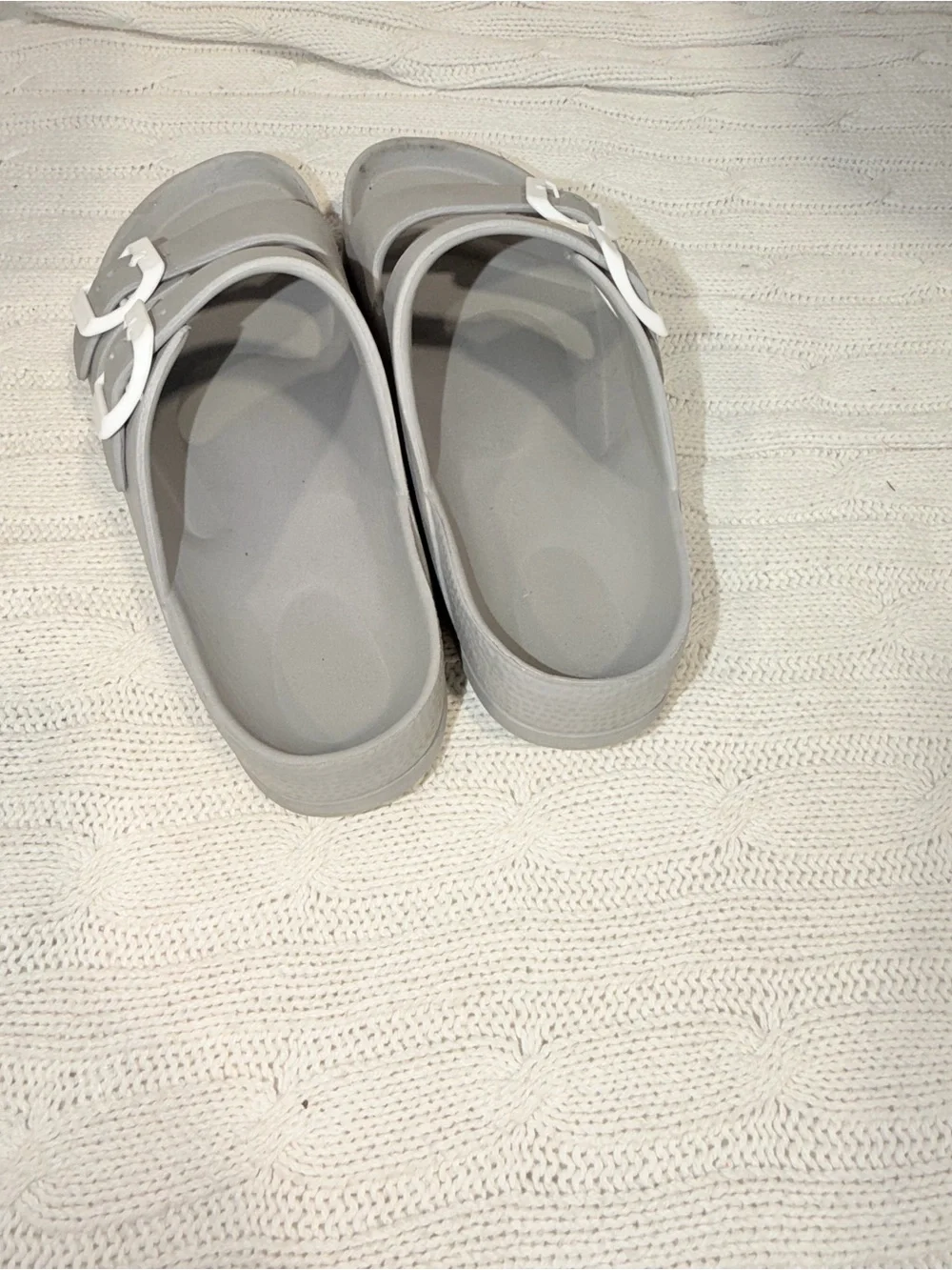 Men's Gray Dual-Buckle Slide Sandals